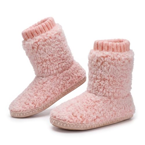 Image of Cozylook Women's Boot Slippers Warm Fuzzy Indoor Slippers Non Slip | Plush-lined ankle coverage, non slip bottoms for indoor floors, multiple US sizes, machine wash cold, do not tumble dry