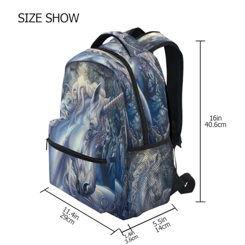 White Unicorn Horse Backpack for School Boys Girls Adults Kids Bookbag Laptop Bag 18L4