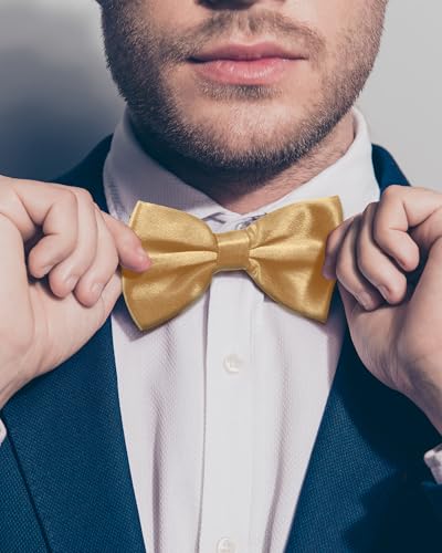 Image of Hercicy 20 Pieces Bow Ties for Men, Formal Satin Solid Tuxedo Adjustable Length Pre Tied Bow Ties for Wedding Celebration