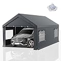 Carport 10x20 FT Heavy Duty,Outdoor Portable Garage with Removable Sidewalls & Doors, Waterproof, UV-Resistant Canopy Shelter for Vehicles, Boats, RVs, Trucks, All-Season Car Port, Gray
