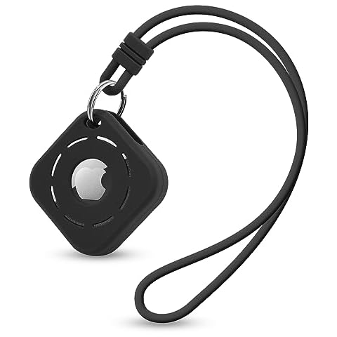 Airtag Holder, Airtag Keychain, Silicone Air Tag Holder, Soft Shockproof & Dropproof Airtag Case for Kids Backpacks, Car, Dog, Cat Collar, Luggage and Keys, Multi-Color Air Tag Holder Keychain (Black) Cover