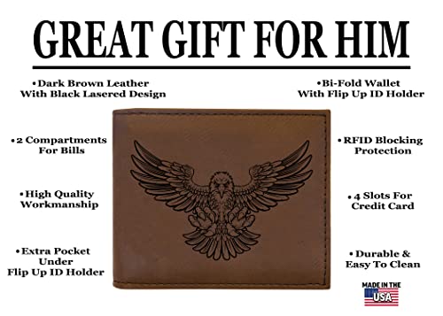 Rogue River Tactical Flying Eagle Men's Leather Bifold Wallet RFID Gift For Him Dad Father Billfold Father's Day Gift2