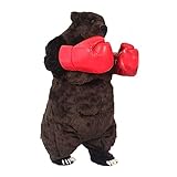 Giant Inflatable Muscle Boxing Bear Suit Up Adult Full Body Blow Up Black Bear Mascot Costume for Halloween Events Party (2m(6ft))