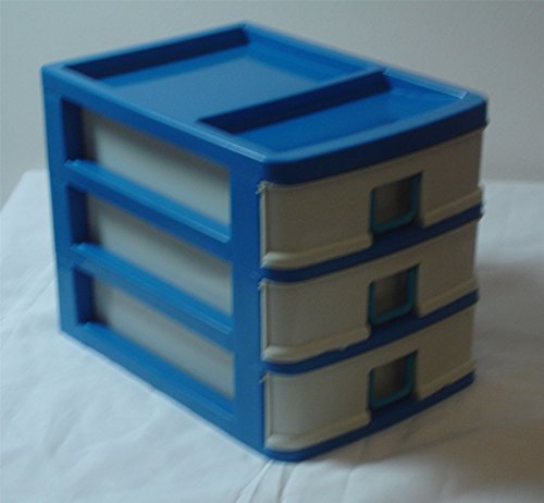 3 cassetto contenitore scatola da cucito blu