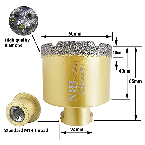 NBB vacuum brazed diamond hole saw with M14, Classic Golden type - Image 2
