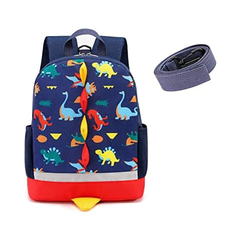 Kids Toddler Backpack Boys Girls Preschool Dinosaur Nursery Backpack for Kid with Reins…, Navy(size:l), L Cover