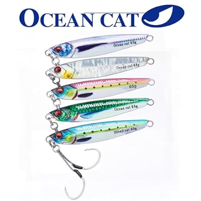 OCEAN CAT Multicolor Saltwater Fishing Jigs, Flat Fall Jigging Lures, Sinking Jig, Lead Metal Jig Baits with J Hook
