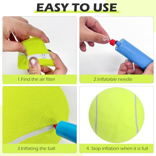 EXPAWLORER Giant Tennis Balls for Dogs- 2Pcs 9.5" Big Dog Toy Balls,Dog Birthday, Interactive Large Tennis Ball for Dogs with Inflating Needles for Indoor Outdoor Training Playing Sports