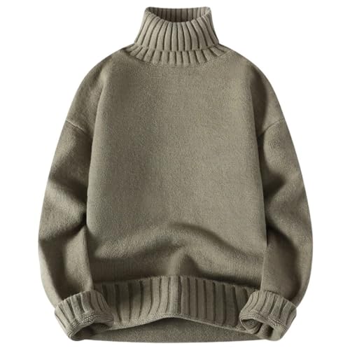 Men's Turtleneck Sweater Pullover Casual Solid Color Knitted Black Fashion Clothing