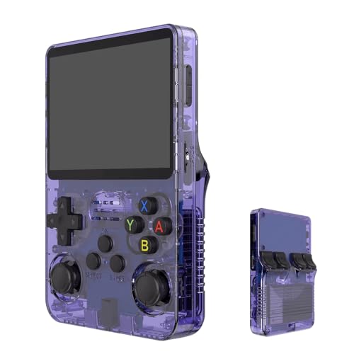 Image of R36S Handheld Game Console, 3.5-inch IPS Display, 64GB Storage, Linux System, 8-Hour Battery Life (Purple)