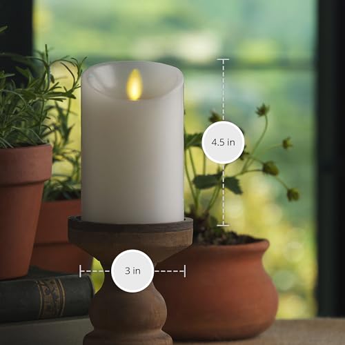 Image of Luminara - Flameless LED Battery Operated Flickering Pillar Candles - White - Pack of 3-3x4.5 - Realistic Moving Flame Real Wax Indoor /Outdoor Decor