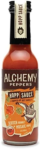 Scotch Bonnet + Mosaic Hops Hot Sauce by Alchemy Peppers - Fiery Scotch Bonnet Peppers, Fruity Mosaic Hops, Pineapple, and Garlic - Hot Heat - 5 oz (Pack of 1)