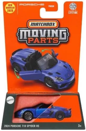 Matchbox Moving Parts 2024 Porsche 718 Spyder RS [Blue] 31/50, 1:64 Scale Diecast Vehicle