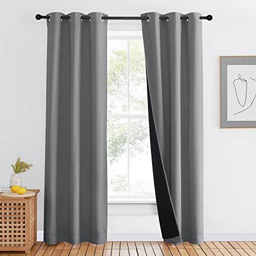 NICETOWN Full Shade Curtain Panel, Energy Smart & Noise Blocking Out Blackout Drape for Dining Room Window, Thermal Insulated Guest Room Lined Window