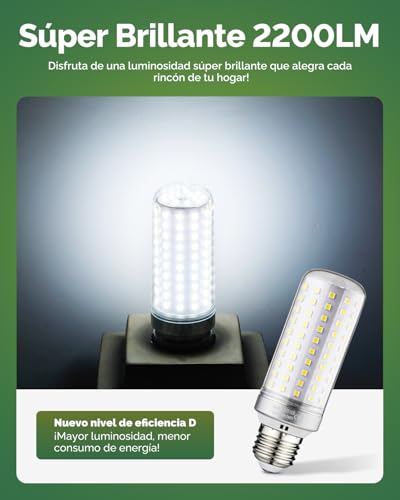 Bombilla E27 LED tipo maíz de 16W con ángulo de haz de 360° y luz blanca fría, 4 unidades 2