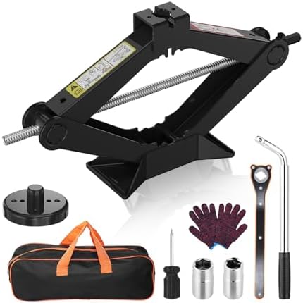 Upgrade 3 in 1 Car Jack Kit for Tesla Model Y/3/S/X, Coupe,Sedan,SUV,MPV&Truck,Scissor Jack 2.5 Ton/5512lbs Universal Car Emergency Kit with Lug Wrench Spare Tire Repair Tools