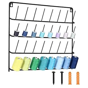 HAITARL 32-Spool Thread Holder, Wall-Mounted Metal Sewing Thread Rack with Hanging Tools, Metal Rack for Organize Sewing Thread, Embroidery-Suitable for Large Thread