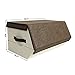 SONGMICS Large Bins with Lids and Handles, Stackable Storage Organizers with Linenette and Oxford Fabric for Clothes and Kid’s Toys, Set of 2, Brown and Beige URLB03K