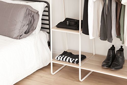 Iris Usa Clothing Rack, Clothes Rack With 4 Wood Shelves, Freestanding Clothing Rack, Easy To Assemble Garment Rack, Standing Metal Sturdy Clothing Rack, Small Space Storage Solution, White #TOP3