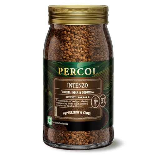 Image of PERCOL Premium Instant Coffee | Intenzo Blend 31 | Crafted with Premium Imported Beans | Freeze Dried | Designed in UK | 100g Jar | 100% Pure Coffee | Flavorful & Aromatic Coffee