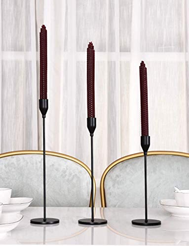 image for Denique Matte Black Candle Holders,Set of 3,Tall Candlestick Holder fo