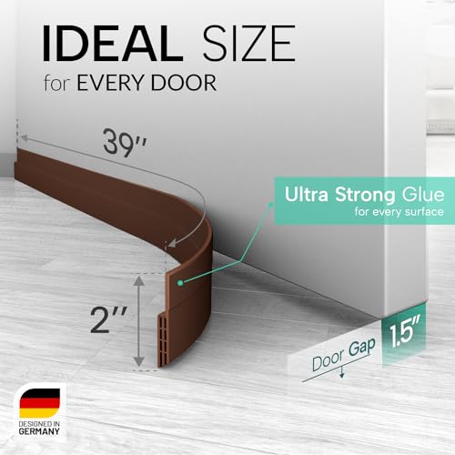 Image of Vellure Door Draft Stopper for Bottom of Door - Premium Door Sweep for Bottom of Door /Weather Stripping Door Seal (Save Energy - installs Quickly and Easily) Door Strip Ideal for (5, Brown)
