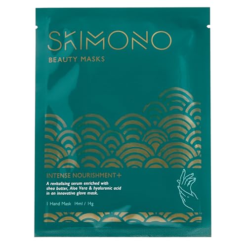 Skimono Hydrating Hand Mask Gloves for Dry Hands Repair (1 Pair), Moisturising Hand Treatment Gloves with Shea Butter, Collagen, Aloe Vera & Hyaluronic Acid, Spa Gloves for Soft, Smooth Skin