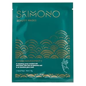 Skimono Hydrating Hand Mask Gloves (1 Pair) Moisturising Gloves for Dry Hands with Serum Infused Shea Butter, Collagen & Hyaluronic Acid