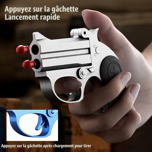 Mini Pistolet Jouet à Balle Souple,Alliage Jouet Anti Stress +10 Balles Et Porte-CléS EDC Jouet DéMarrable Plusieurs FaçOns De Jouer, Facile à Transporter，Silver – vue 2