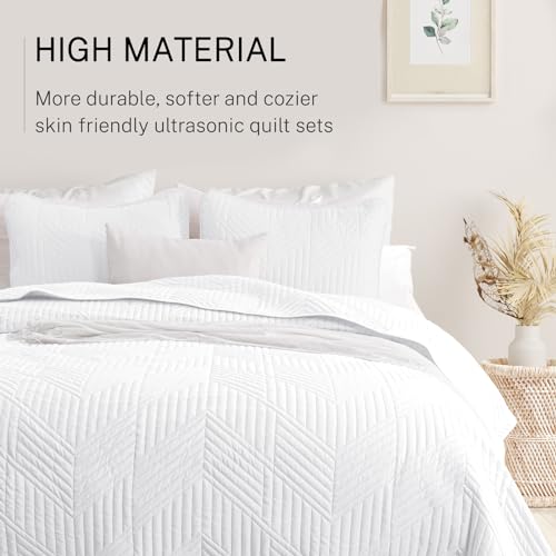 Exclusivo Mezcla Ultrasonic Reversible Full Queen Quilt Bedding Set and Modern Geometric Quilt Set Bundle