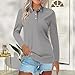 Womens Long Sleeve Polo T Shirts V Neck Fall Basic Collared Tops Fashion 2025 Business Casual Work Blouse S Gray