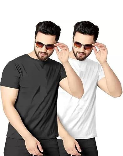 Image of Men's Round Neck Polyester Half Sleeve Regular fit, Stylish Branded Solid Plain Comfortable, Lightweight T-Shirt for Men