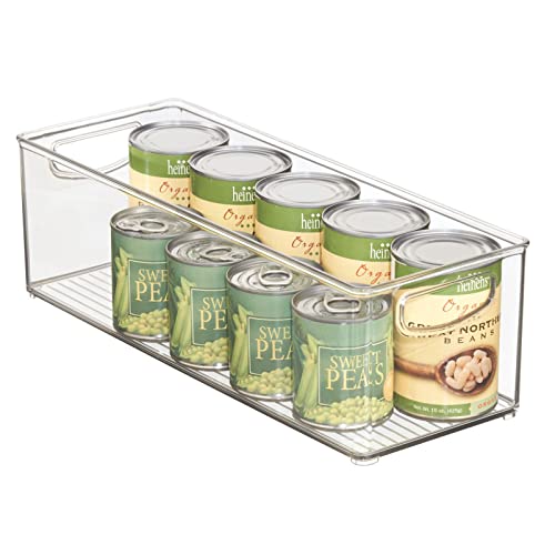 mDesign Plastic Stackable Kitchen Organizer - Storage Bin with Handles for Refrigerator, Freezer, Cabinet, and Pantry Shelves Organization - Food Container - Clear