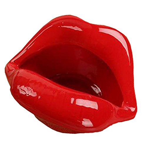 Loghot Creative Ceramic Cigarette Ashtrays with Lips Style Fashion Home Decorations (Light Red)