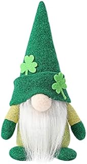 St Patrick's Day Lucky Trefoil Gnome Decoration, Irish Leprechaun Tomte Faceless Doll Green Clover Gnome, Shamrock Plush Gnome Handmade Scandinavian Spring March Elf Dwarf Home Ornament (#03)