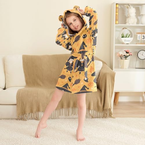 GuoChe Witch Pattern Halloween Backdrop Childrens Robes Hooded Robes4