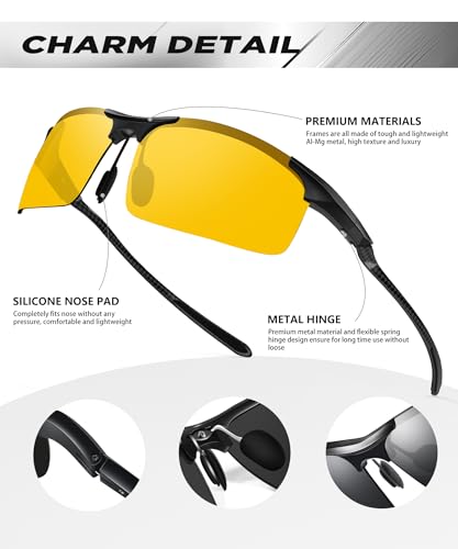Image of ANYLUV Polarized Sunglasses for Men Carbon Fiber Sunglasses with UV400 Protection for Fishing Driving Gift