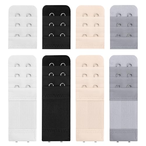 8 Pcs Women's Bra Extender 2 Hook, Soft Comfortable Bra Extenders 2 Hooks, Elastic Bra Strap Extender 2 Hook for All Common Bra Models