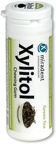 Miradent Xylitol Chewing Gum Green Tea 30 Pieces, Pack of 4 x 30 g)