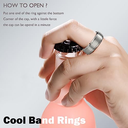 Eielo 9Pcs Stainless Steel Band Rings For Men Women Cool Fidget Spinning Chain Ring Anxiety Relief Fashion Simple Wedding Engagement Silver Ring Set thumb #4