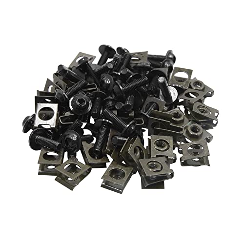 Remaches de metal M6 tipo U para moto con tornillos negros kit de 40 piezas
