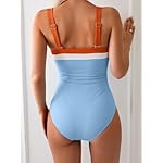 Aidonger Women's Ribbed One Piece Swimsuits Color Block Tummy Control Bathing Suit Slimming 1 Piece Swimwear - Image 4