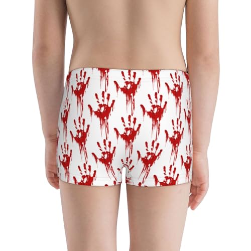 Boys' Cotton Boxer Brief Soft Underwear-Red Bloody Scary Hands3