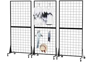3-Pack 2'x5.5' Ft Gridwall Panel Display Stand - Black Heavy Movable Floorstanding...