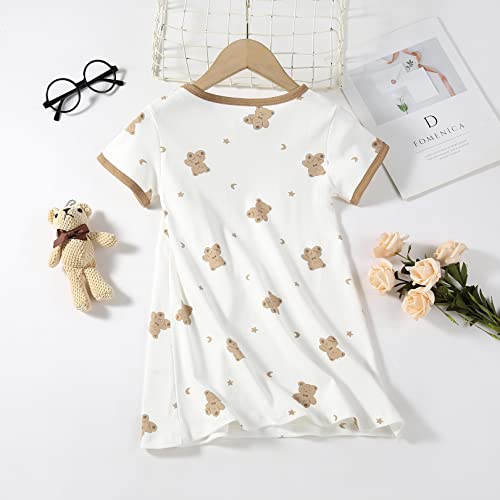 Girls Cotton Nightgowns Short Sleeve Sleep Shirt Princess Nightdress2