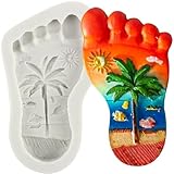 YANQINMS Island Foot Silicone Molds Beach Slipper Fondant Mold For Hawaiian Theme Party Cake Decorating Cupcake Topper Candy Chocolate Gum Paste Polymer Clay