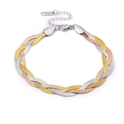 Gold Plated Bracelets For Women-Waterproof Non Tarnish Trendy Jewelry For Birthday Valuntine's Day Mother's Day Christmas Gifts