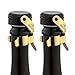 WOTOR Champagne&Wine Bottle Stoppers Stainless Steel with Food Grade Silicone, Leak Proof Keep Fresh Reusable Saver, Cork Suitable for Wine, Champagne, Cava, Prosecco and Sparkling (2 Pack Goldï¼‰