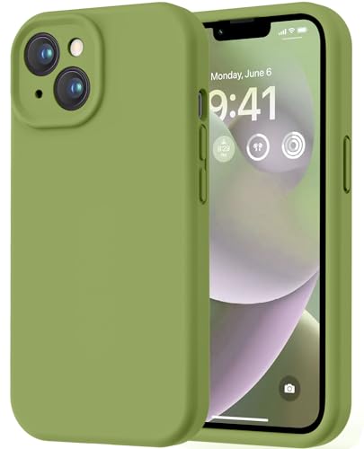 Image of LOVE 3000 Designed for iPhone 14 Case, Premium Silicone with [Soft Anti-Scratch Microfiber Lining] Shockproof Protective Phone Case for Men Women Girls 6.1 inch, Cedar Green