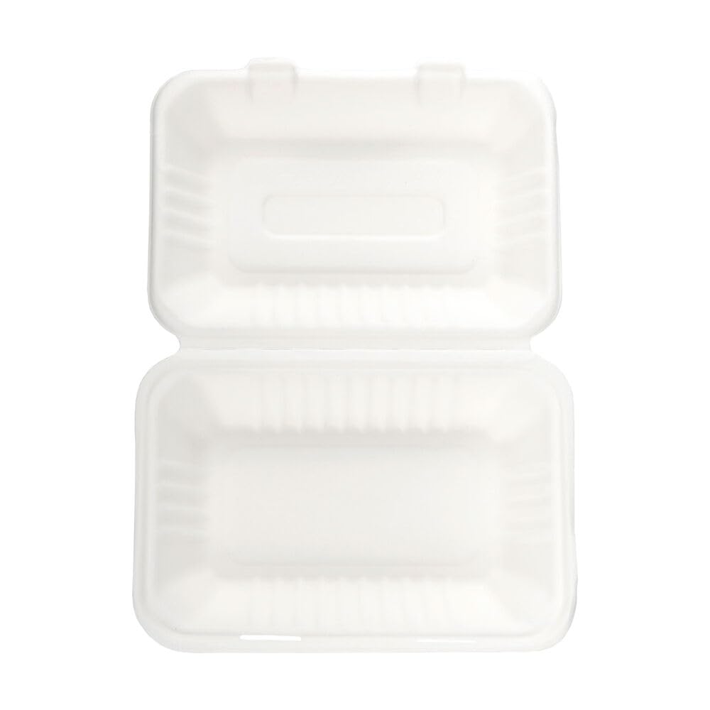 25 Menüboxen aus Bagasse, naturweiß, 23x15cm, 25Stk.
